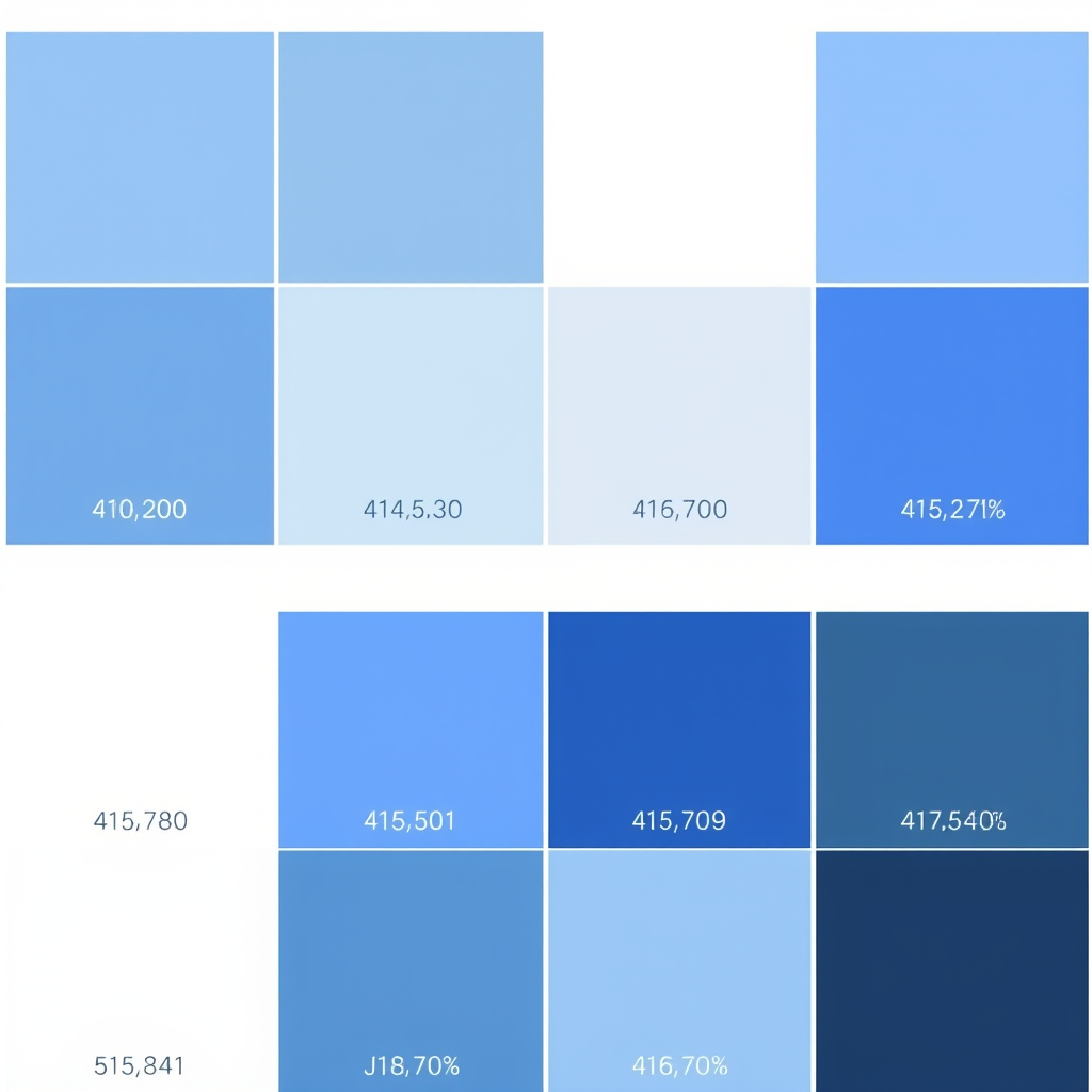 Color palette demonstration showing monochromatic design approach with various shades of blue and gray, displaying proper contrast ratios for web accessibility